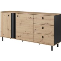 Graingold - Kommode 165cm Malone - Schubladenkommode, Sideboard mit 2 Türen, Kommode mit Schubladen - Moderne Wohnzimmer - Artisan Eiche / Anthrazit von GRAINGOLD