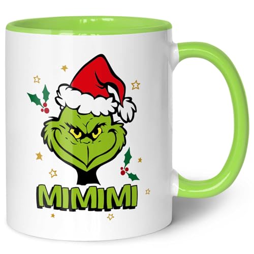 GRAVURZEILE Bedruckte Weihnachtstasse - Grinch MiMiMi - Freche Tasse mit Spruch - Spülmaschinenfest & Mikrowelle geeignet - Weihnachtstasse als Geschenk für Sie & Ihn zu Weihnachten - Grün von GRAVURZEILE