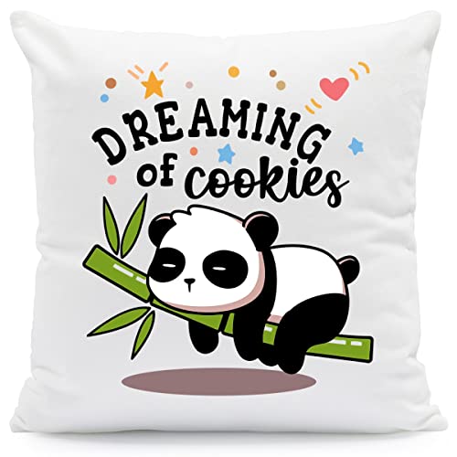 GRAVURZEILE Kissen mit Spruch - Dreaming of Cookies - Witzige Geschenke - Geschenk für Freund Freundin Papa Mama zum Geburtstag Weihnachten Valentinstag Farbe mit Füllung von GRAVURZEILE