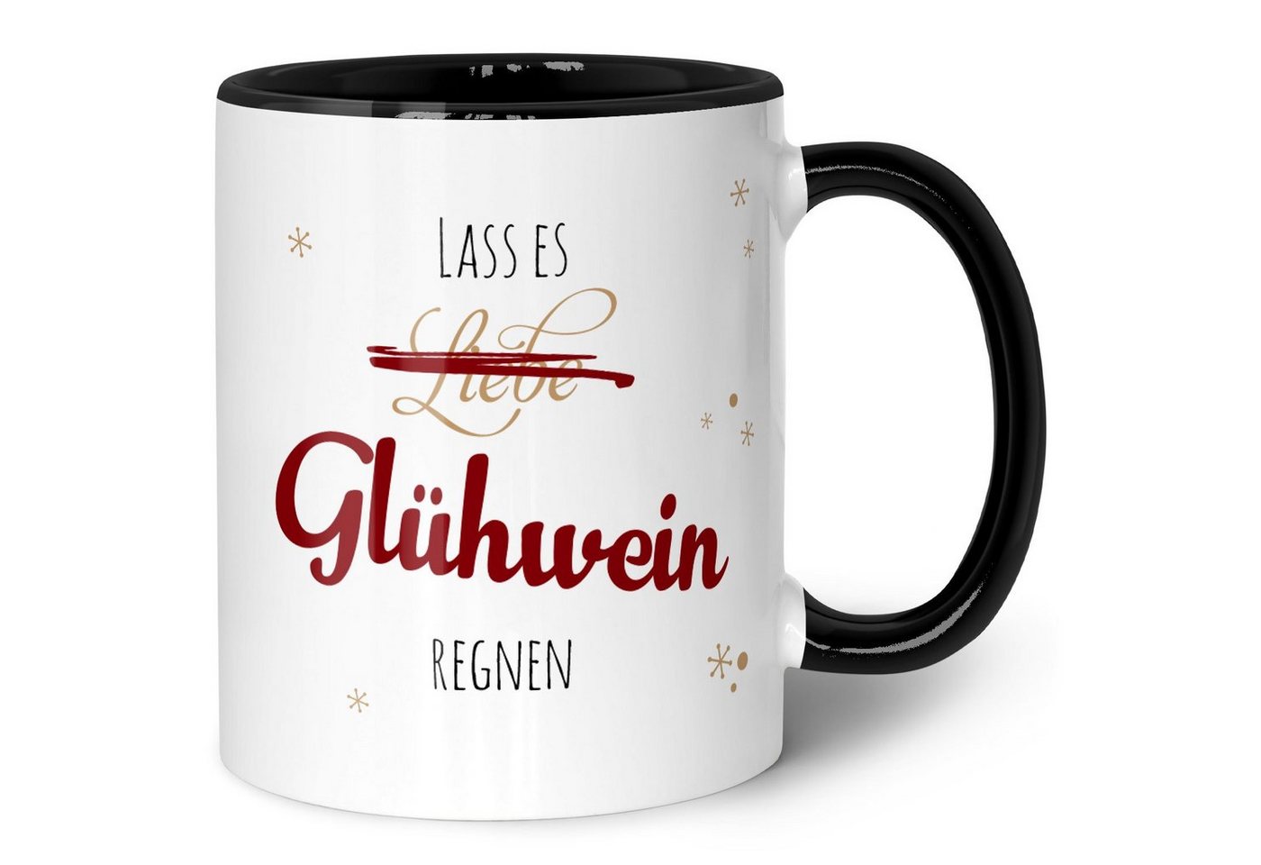 GRAVURZEILE Tasse mit Weihnachtsmotiv - Geschenke für Frauen & Männer zu Weihnachten, Spülmaschinenfest - Lass es Glühwein regnen - Schwarz und Weiß von GRAVURZEILE