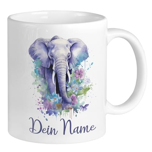 GRAZDesign Elefanten Tasse mit Namen personalisiert - Namenstasse für Kinder und Erwachsende, Kaffeetasse Geschenk zur Weihnachten Keramik 330ml von GRAZDesign