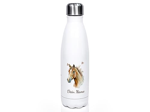 GRAZDesign Kinder Trinkflasche Pferd mit Namen personalisiert, für Pferde Mädchen, Geschenk zur Einschulung, Geburtstag, Weihnachten, Edelstahl 500ml von GRAZDesign