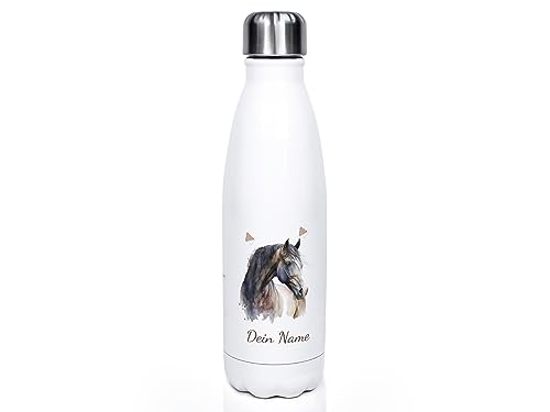 GRAZDesign Kinder Trinkflasche Pferd mit Namen personalisiert, für Pferde Mädchen, Geschenk zur Einschulung, Geburtstag, Weihnachten, Edelstahl 500ml von GRAZDesign