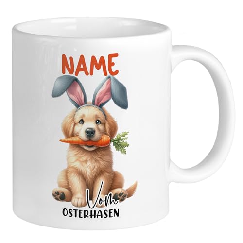 GRAZDesign Lustige Tasse Ostern Osterhase Golden Retriever Hund, Ostergeschenk Kaffeetasse für Erwachsene und Kinder, Keramik 330ml von GRAZDesign