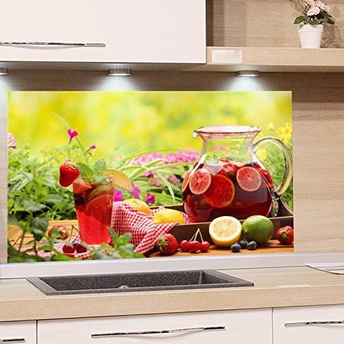 GRAZDesign Spritzschutz Glas für Küche Herd, Bild-Motiv Garten Getränke Natur Beere Obst, Küchenrückwand Küchenspiegel Glasrückwand / 80x40cm von GRAZDesign