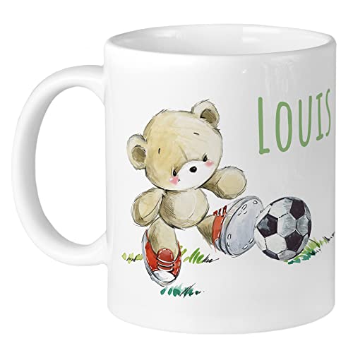 GRAZDesign Fußballtasse mit Namen Kinder Fussball Tasse, personalisiertes Geschenk Weihnachten Geburtstag, Kindertasse Becher, Keramik, 330ml von GRAZDesign