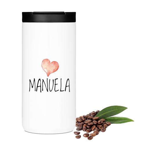 GRAZDesign Thermobecher mit Namen personalisiert, Herz Geschenk Weihnachten, Kaffeebecher to go Edelstahl 400ml von GRAZDesign