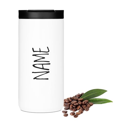 GRAZDesign Thermobecher mit Namen personalisiert, Schwarz Geschenk Weihnachten, Kaffeebecher to go Edelstahl 400ml von GRAZDesign