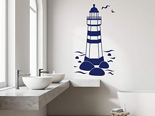 GRAZDesign Wandtattoo Badezimmer Leuchtturm, Wandaufkleber Aufkleber maritim, Wohnzimmer Flur wasserfest und selbstklebend, 100x57cm (HxB), 063 lindgrün von GRAZDesign