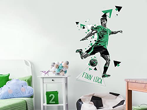 GRAZDesign Wandtattoo Fussball Fußballer personalisiert mit Name groß in vielen Farben Kinderzimmer/Jungenzimmer (Grün, 157x90cm) von GRAZDesign
