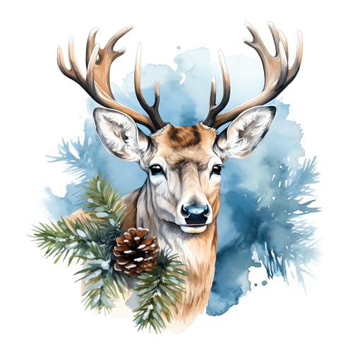 GRAZDesign Wandtattoo Hirsch Weihnachten als Wandaufkleber in blau Wanddeko Wohnzimmer Büro Party Weihnachtsdeko - 60x57cm von GRAZDesign