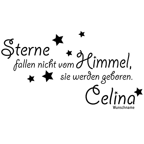 GRAZDesign Wandtattoo Kinderzimmer Name mit Spruch | Sterne fallen nicht vom Himmel | Personalisierter Aufkleber für Babyzimmer Junge Mädchen | Sprüche Zur Geburt - 78x40cm / 062 hellgrün von GRAZDesign