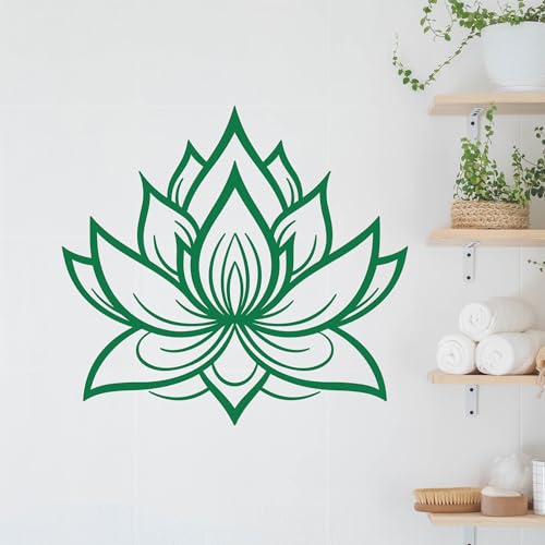 GRAZDesign Wandtattoo Lotus Lotusblume Mandala Blume Wandaufkleber Hindu für Wohnzimmer Schlafzimmer Flur Selbstklebend - 43x40cm / hellgrün von GRAZDesign