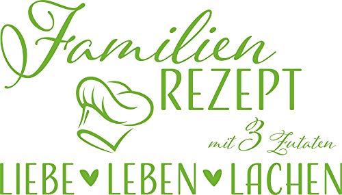 GRAZDesign Wandtattoo Wohnzimmer Familie Familienrezept mit 3 Zutaten, Lustig Sprüche Flur, Küche, Wandaufkleber selbstklebend, Wandsticker modern, 100x57cm, 063 lindgrün von GRAZDesign