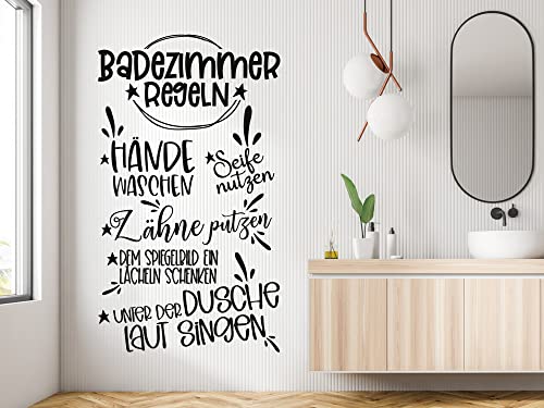 GRAZDesign Wandtattoo Bad Regeln, Badezimmer Bild als Aufkleber, Toilettenregeln Hausregeln - 52x30cm / Lindgrün von GRAZDesign