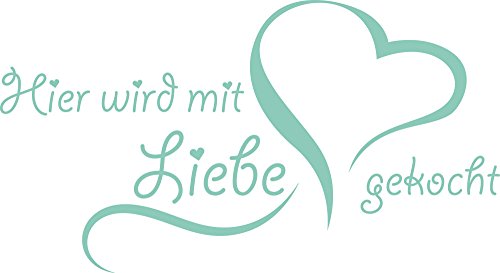 GRAZDesign Wandtattoo Hier wird mit Liebe gekocht Küche | Küchenaufkleber selbstklebend - 55x30cm / 055 mint von GRAZDesign