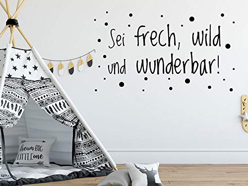 GRAZDesign Wandtattoo Sei Frech Wild und Wunderbar, Sprüche Kinderzimmer, Jugendzimmer, Motivation Wand, für Jungen Mädchen, 100x57cm, 055 mint von GRAZDesign