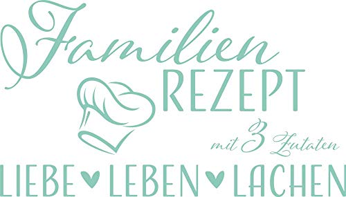 GRAZDesign Wandtattoo Wohnzimmer Familie Familienrezept mit 3 Zutaten, Lustig Sprüche Flur, Küche, Wandaufkleber selbstklebend, Wandsticker modern, 88x50cm, 055 mint von GRAZDesign