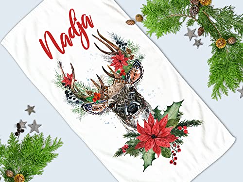 GRAZDesign Weihnachten Geschenk, Badetuch mit Namen, Personalisiertes, 2 Größen, Handtuch, personalisiertes Geschenk zu Weihnachten (100x50cm) von GRAZDesign