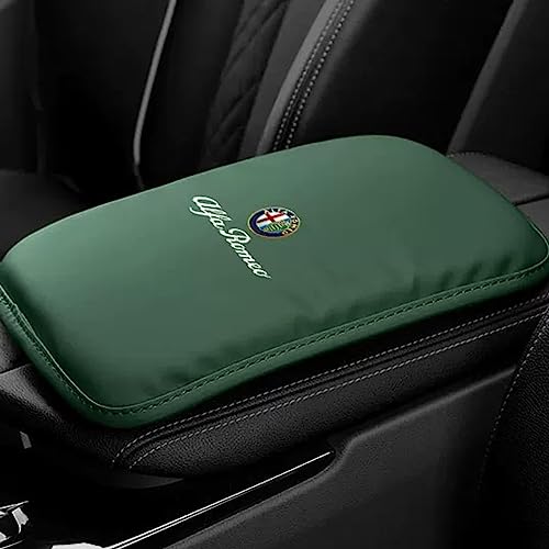 Auto Armlehnen Auflage, Armlehnenbezug für Alfa Romeo Giulietta Giulia Stelvio Mito 147 156 159 166 Leder Auto Armlehne Pad Memory Foam Auto Kissen Mat,Green von GRFIT