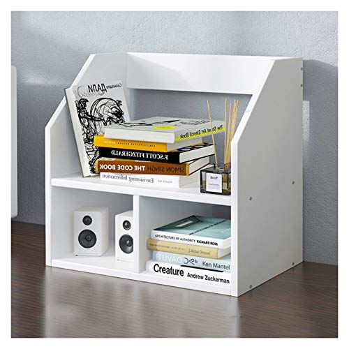 GRFIT Bücherregal Double-Layer-Desktop-Bücherregal Büro Holz-Anzeigen-Regal Desktop-Organizer Büro Storage Rack Aufsatz- Bücherregal Bürobedarf Aufbewahrungsregal (Color : White, Size : L 16.9") von GRFIT