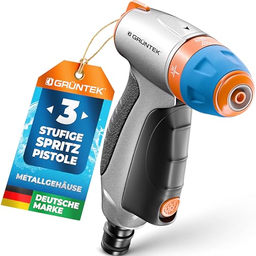 GRÜNTEK verstellbare Spritzpistole mit 3 Düsen, Garten-Spritze, Metall Gartenbrause. Einstellbare Handbrause für Garten, Autowaschen und Zuhause, stoßfest und leichtgewichtig, praktische Brause GRÜNTEK verstellbare Spritzpistole mit 3 Düsen, Garten-Spritze, Metall Gartenbrause. Einstellbare Handbrause für Garten, Autowaschen und Zuhause, stoßfest und leichtgewichtig, praktische Brause von GRÜNTEK