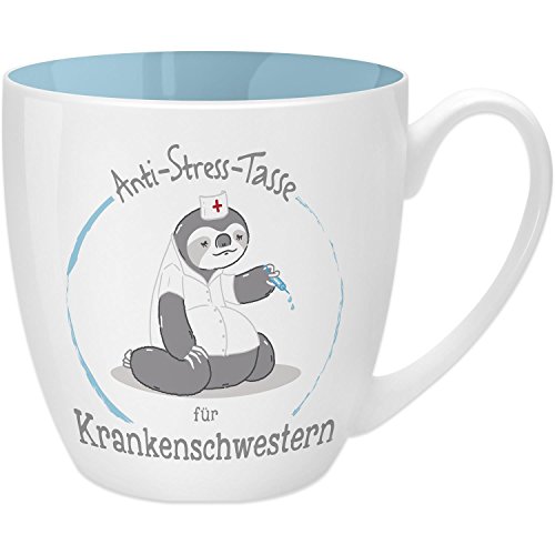 GRUSS & CO Anti-Stress-Tasse Motiv "Krankenschwester" | Tasse mit Spruch, 45 cl, New Bone China | Geschenk Danke | 45494 von GRUSS & CO