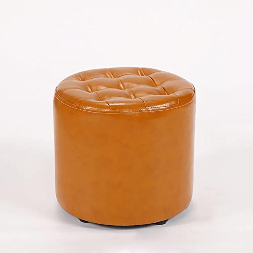 GSKXHDD Vanity Stool Ottoman, runder Vanity Chair, Moderne gepolsterte Fußstütze, Kleiner Fußhocker aus Kunstleder für Schlafzimmer, Wohnzimmer,D,28cm Vollmond Independence von GSKXHDD