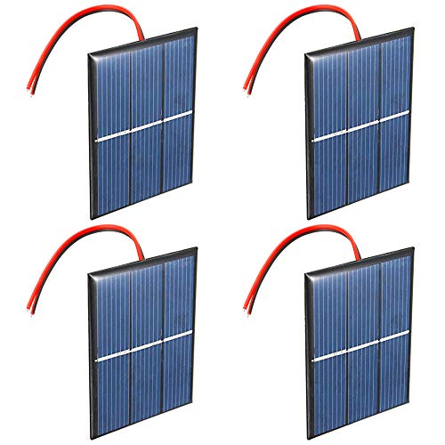 GTIWUNG 4 Stück 1.5V 0.65W 60X80mm Mikro-Mini-Solar-Panel-Zellen Sonnenkollektor für Sonnenenergie, Heimwerken, DIY, Wissenschaft Projekte - Spielzeug - Akku-Ladegerät von GTIWUNG