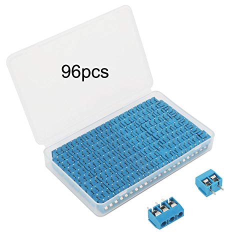 GTIWUNG 96 Stück 5mm 2 Pin/3 Pin PCB Mount Screw Terminal Block, Leiterplatten-Schraubklemmen Steckverbinder Blau, 300V 10A(2 Pin-56, 3 Pin-40) von GTIWUNG