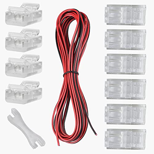 GTIWUNG LED Verlängerungskabel 10M/32.8ft, 2 Polig LED Band Verbindungskabel LED Strip Extension Kabel, inkl Lückenlose Stecker, 2-Poliger Stecker für 5050 3528 LED Strip LED Band SMD Streifen Licht von GTIWUNG