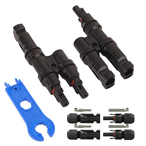 GTIWUNG Y Stecker, Männlich/Weiblich Solarpanel Kabelstecker, Solar Panel Kabel Anschlüsse Stecker, Photovoltaik Steckverbinder mit Schraubenschlüssel, Schwarz von GTIWUNG