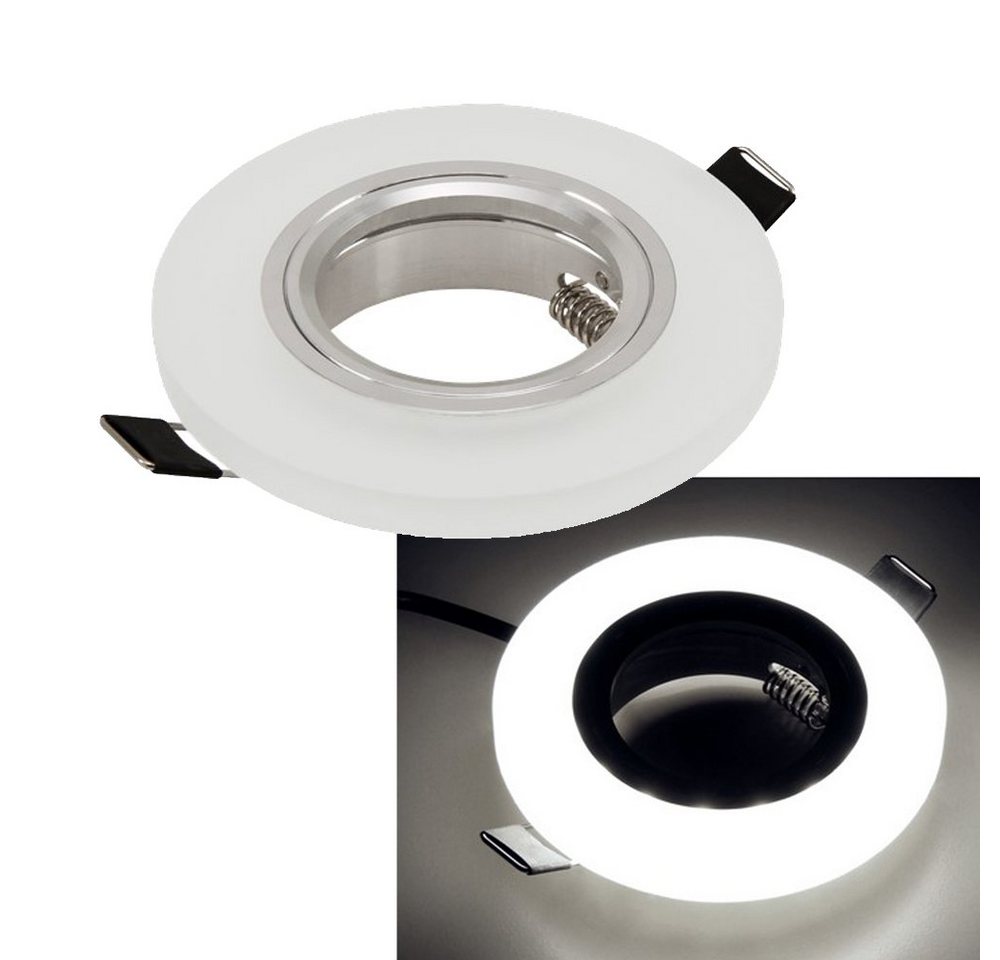 GTV LED Einbaustrahler LED Einbaurahmen Glas mit LED-Beleuchtung Ø 90 mm, Einbauleuchte Spot Rahmen für GU10 MR16 Lochmaß Ø 65-68 mm neutralweiß von GTV