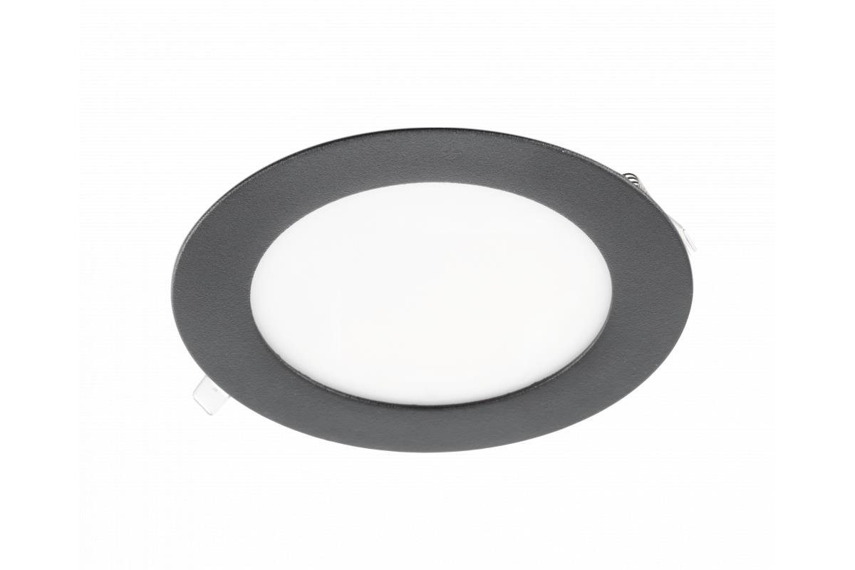 GTV LED Panel LED slim Panele einbaulechte Deckenleuchte Deckenleuchte 6 bis 24w, Maße: Ø 11,8x2,2cm, Farbe: Schwarz, Lochmaß: Ø105-108mm, Aluminium von GTV