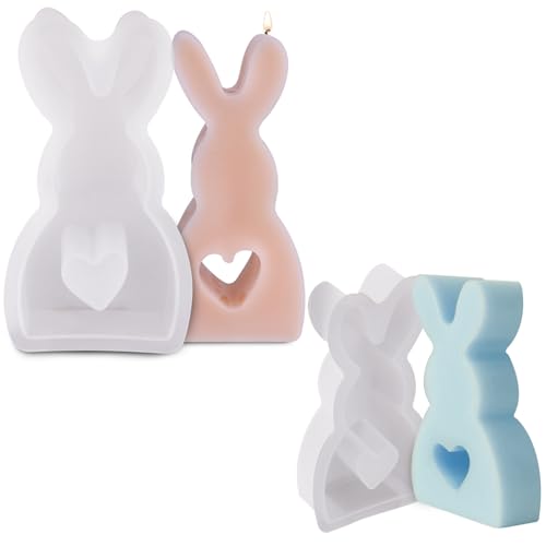 Silikonformen Gießformen Osterhase,2 Stück Silikonformen Ostern, Kaninchen Silikonformen Ostern Hasenform für Ostern, Ostern Hase Backform, Osterhase Silikonform Kerzenständer for Gips Oster Geschenke von GUBOOM