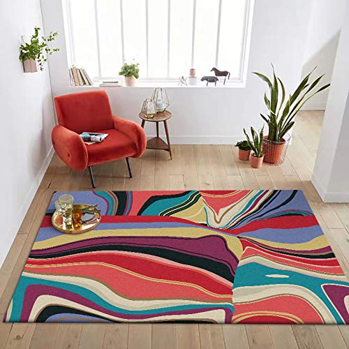 GUGJHFVH Teppich Kurzflor für Schlafzimmer Wohnzimmer Esszimmer Kinderzimmer ，Stilvolle mehrfarbige Zusammenfassung，160 x 200 cm von GUGJHFVH