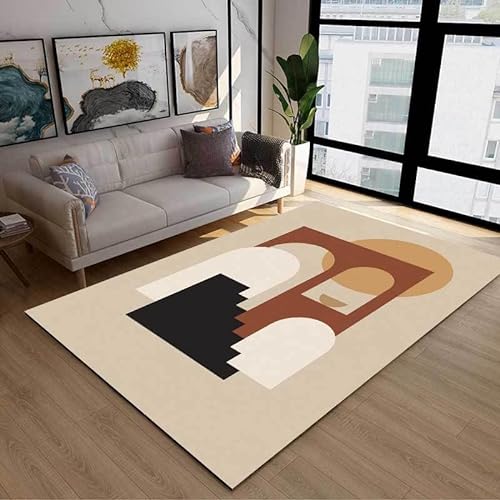 GUGJHFVH Teppich Schlafzimmer Wohnzimmer Kurzflor Teppiche，Waschbar Weich rutschfest,Stilvolle minimalistische geometrische Zusammenfassung,200 x 300 cm von GUGJHFVH