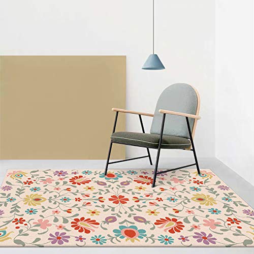 GUGJHFVH Teppich Wohnzimmer Schlafzimmer Kurzflor Teppiche Groß für Arbeitszimmer, Büro, Weich, Anti-Rutsch，Modische einfache Blumen，200 x 300 cm von GUGJHFVH