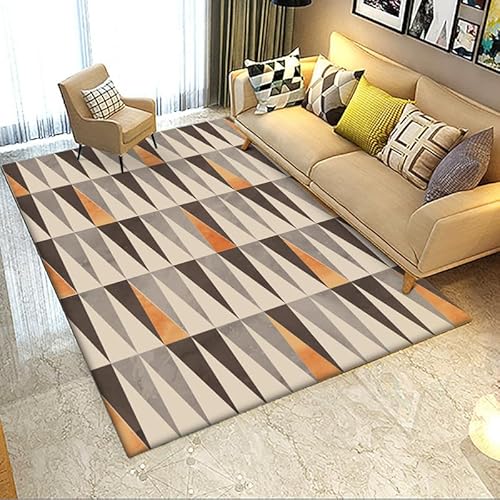 GUGJHFVH Teppiche Küche Anti-Rutsch Waschbar für Flur Esszimmer Deko Wohnzimmer, Schlafzimmer ，Stilvolles einfaches buntes Dreieck，120 x 160 cm von GUGJHFVH