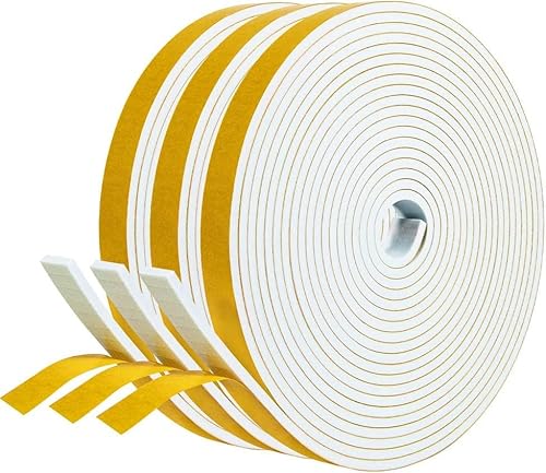 Türdichtung Dichtungsband Selbstklebend 12mm(B) x3mm(D)/15m(L) für Türen Fenster, Schaumstoffband, Gummidichtung für Kollision Siegel Schalldämmung (Weiß) von GUKOY