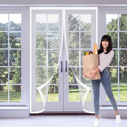 Fliegengitter Magnet Tür 108 x 230 cm Fliegengitter Tür mit Stärkere Magneten Starken Magneten für Terrassentür Kellertür, Weiß Fliegengitter Magnet Tür 108 x 230 cm Fliegengitter Tür mit Stärkere Magneten Starken Magneten für Terrassentür Kellertür, Weiß von GUOGHUI