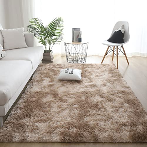 GUOYUYU Teppiche Modern 100x200cm Relax Flauschiger Anti-Rutsch Unterseite Hochflor-Teppich Schlafzimmer Rug 100% Bio ​Schaffell für Wohnzimmer, unter dem Kamin, Schlafzimmer, Dunkelbeige von GUOYUYU