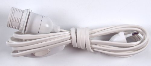 GURU SHOP Anschlusskabel, Steckerleitung, Zuleitung, Lampen Kabel mit Schalter, Fassung Einzeln Verpackt - 4m, Weiß / E14, Farbe: Weiß / E14, Elektrozubehör von GURU SHOP