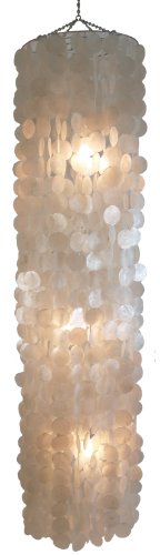 GURU SHOP Deckenlampe/Deckenleuchte, Muschelleuchte aus Hunderten Capiz, Perlmutt Plättchen - Modell Langkawi Weiß, Muschelscheiben, 180x40x40 cm, Hängeleuchten aus Natürlichen Materialien von GURU SHOP