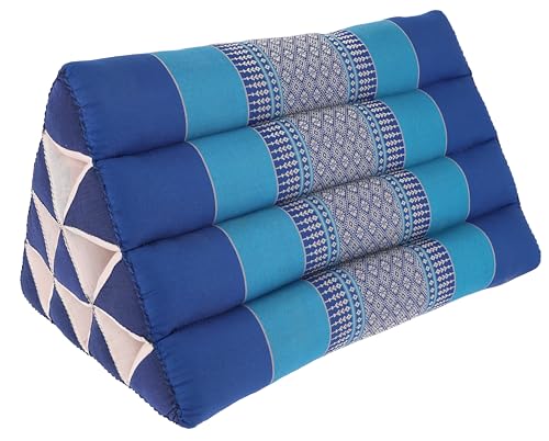 GURU SHOP Dreieck Thaikissen, Dreieckskissen, Kapok - Blau/türkis, 30x30x50 cm, Asiatisches Sitzkissen, Liegematte, Thaimatte von GURU SHOP