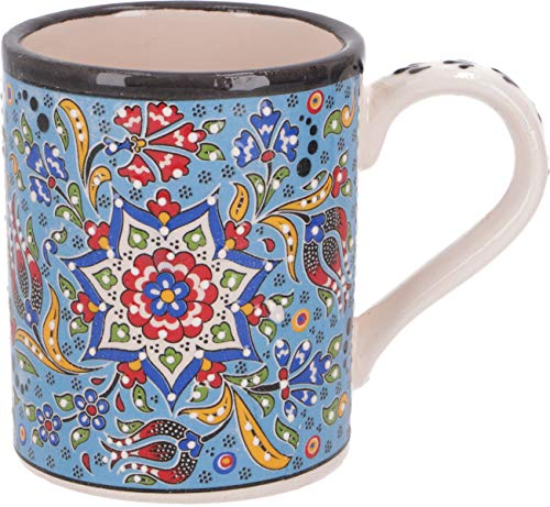 GURU SHOP Handbemalter Türkischer Kaffeebecher, Orientalische Kaffeetasse - Hellblau, 10x12x8 cm, Küchenaccessoires, Sonstiges von GURU SHOP