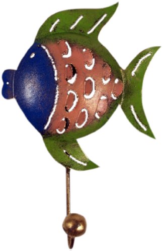 GURU SHOP Kleiner Garderobenhaken, Metall Kleiderhaken - Fisch 1, Mehrfarbig, 18x10x4,5 cm, Kleiderhaken für Kids von GURU SHOP