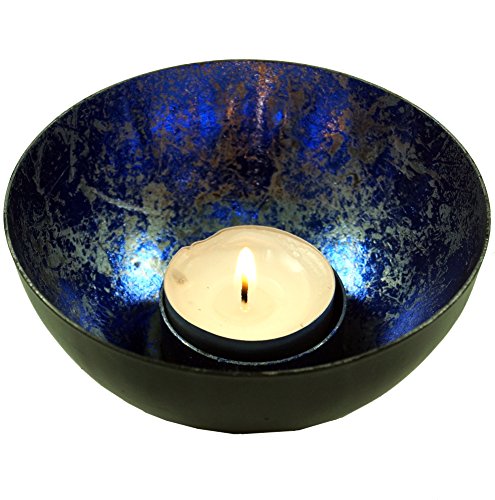 GURU SHOP Metall Teelicht Windlicht Blau, 5x10x10 cm, Teelichthalter & Kerzenhalter von GURU SHOP