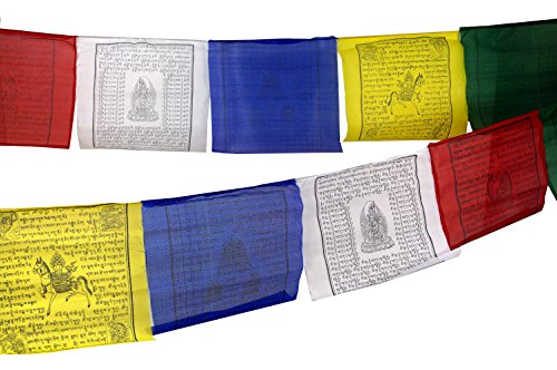 GURU SHOP Tibetische Gebetsfahne in Verschiedenen Längen - 10 Wimpel/Viskose, Länge: 1,5 m Lang (Wimpel 15x12 cm), Gebetsfahnen von GURU SHOP