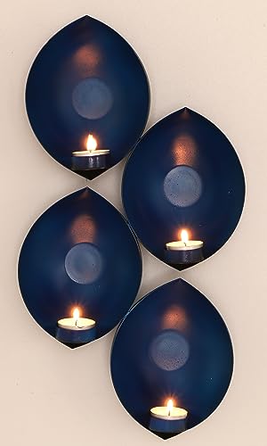 GURU SHOP Wandkerzenhalter, Wandteelicht - Blau, 46x20x7,5 cm, Teelichthalter & Kerzenhalter von GURU SHOP